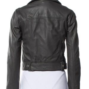 All Saints Dark Gray Leather Jacket